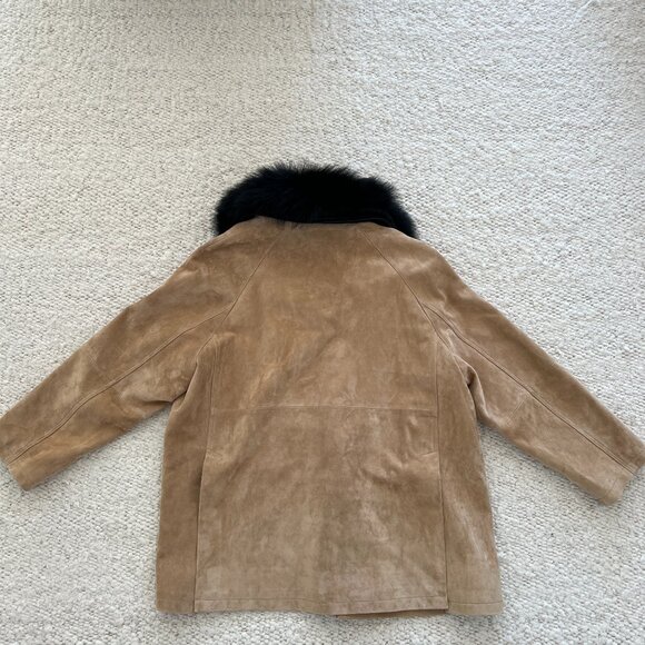 NWT Susanna Chow Raegan Suede Field Jacket in Hazelnut, Size L - Picture 7 of 7